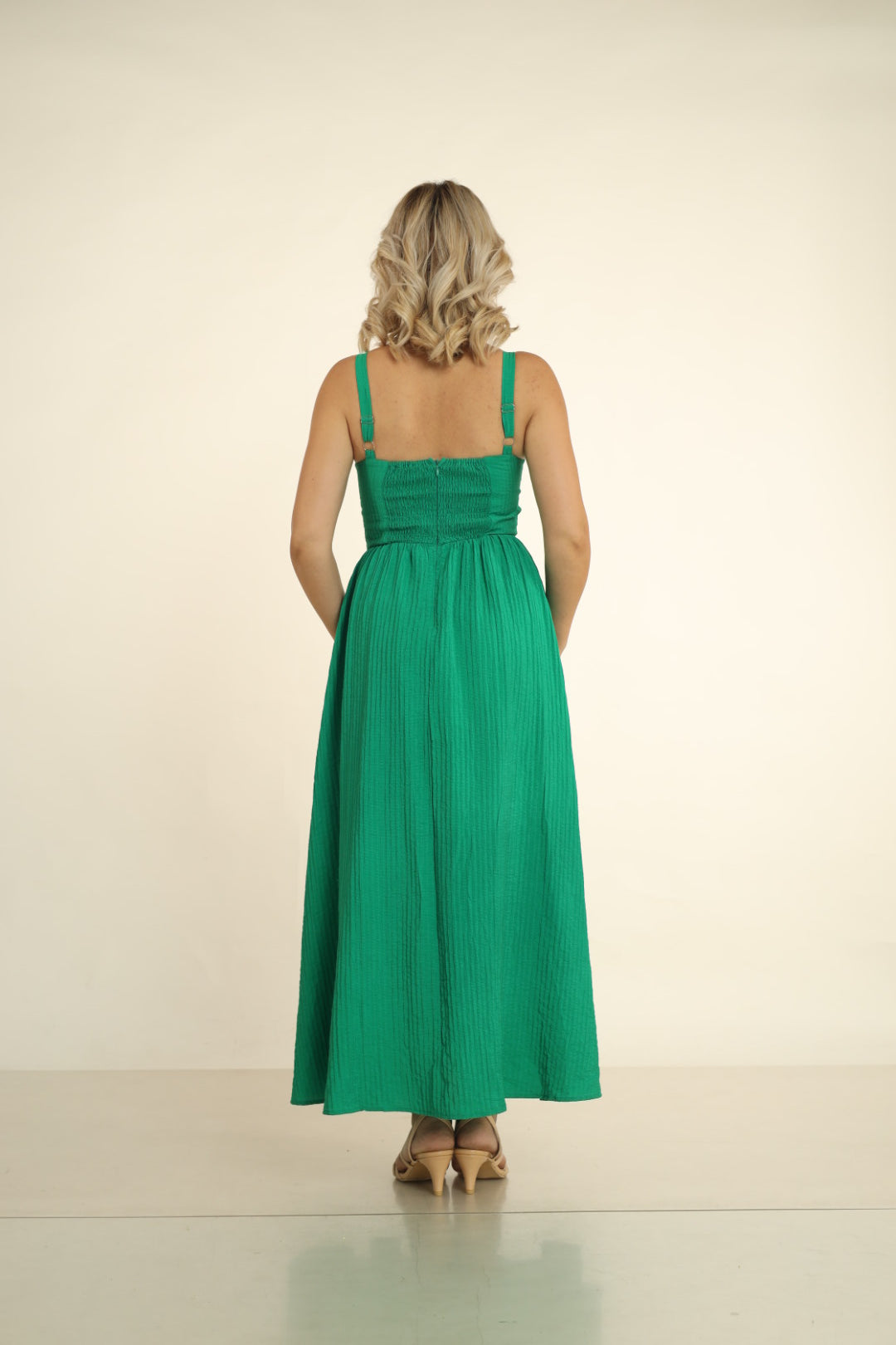 EMERALD ELEGENCE MAXI DRESS-BUSTIER MAXI DRESS IN GREEN