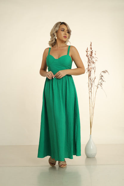 EMERALD ELEGENCE MAXI DRESS-BUSTIER MAXI DRESS IN GREEN