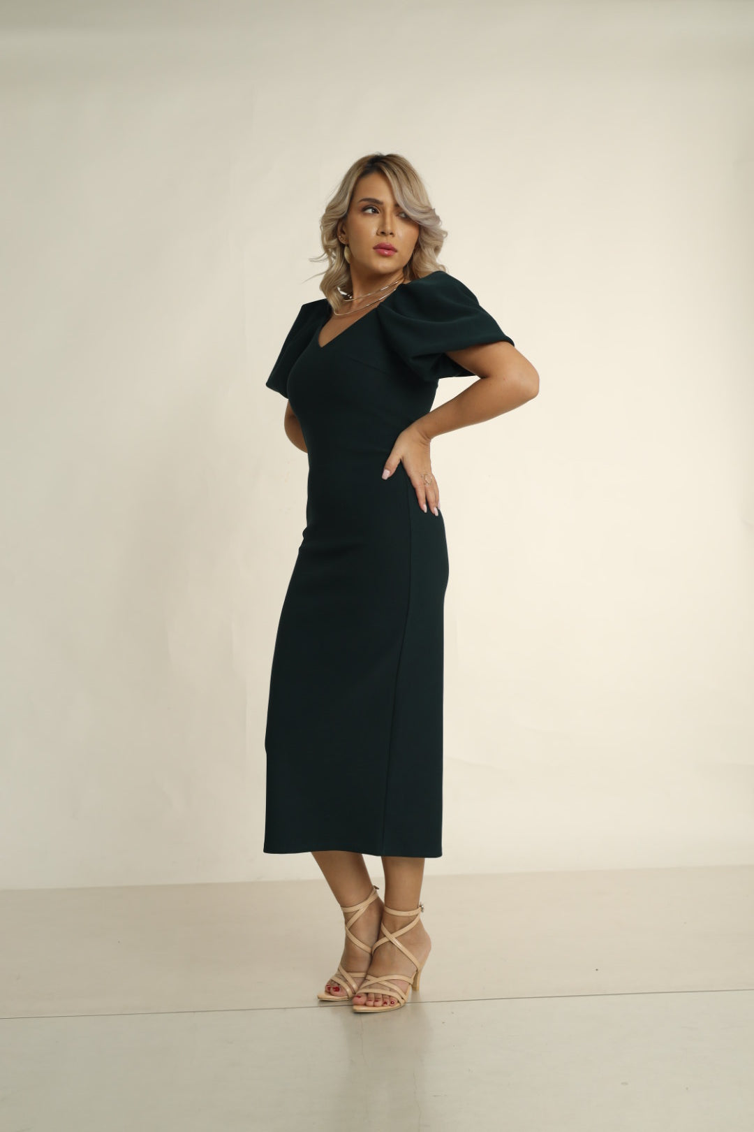 ALIA MIDI DRESS IN EMERALD