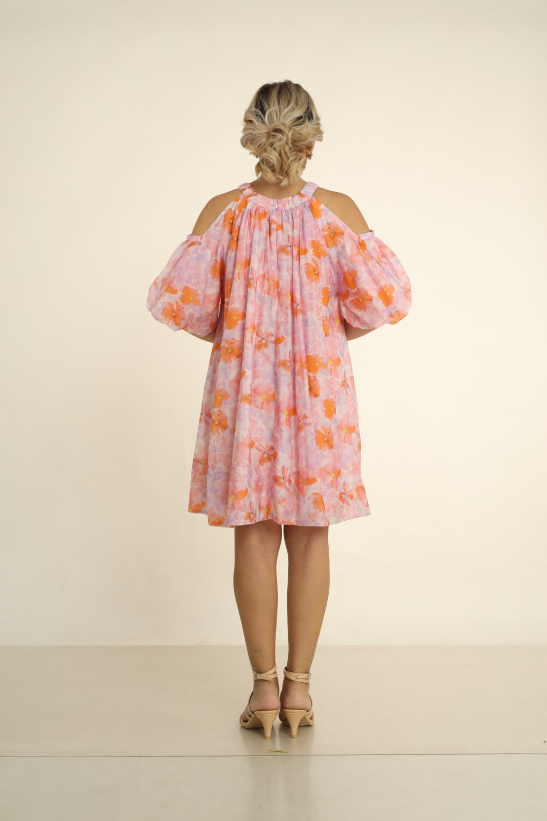 BLOSSOM UNVEILED MINI DRESS IN PINK ORANGE PRINT