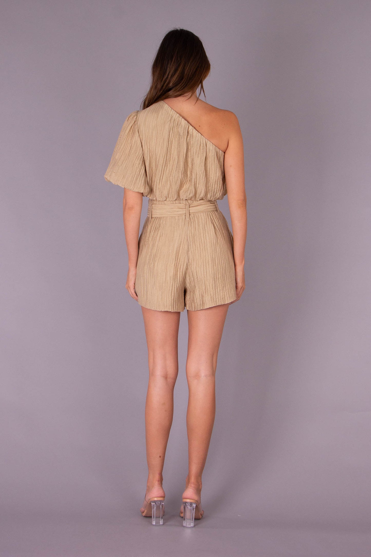 OPULENCE TEXTURED HIGH WAIST SHORT  WITH BELT